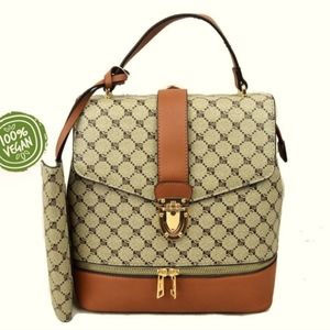 Monogram backpack + wallet set (brown-vegan)